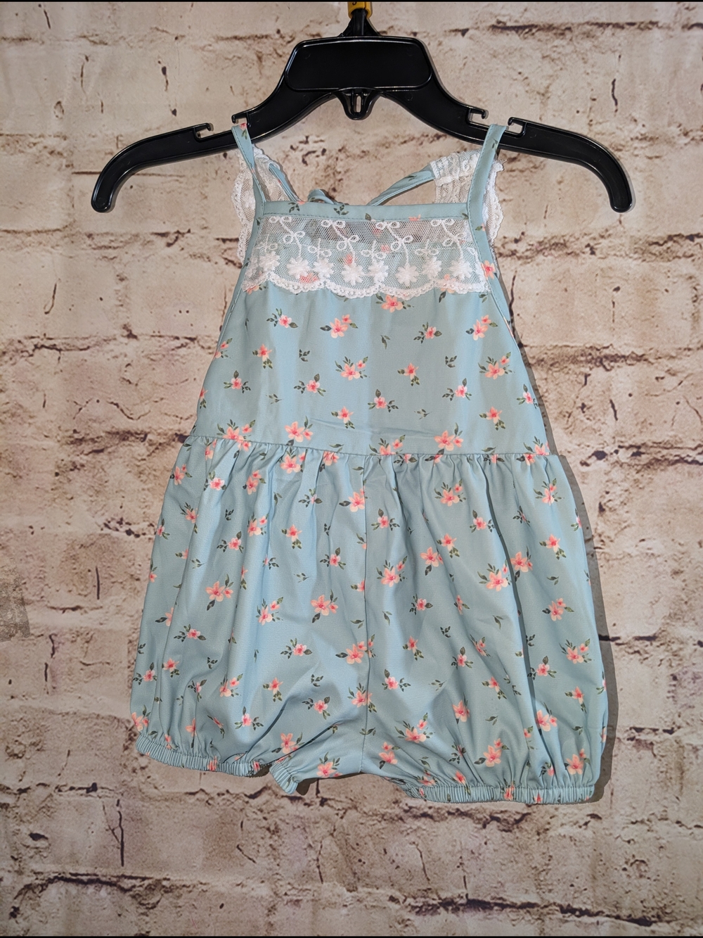 Bailey's Blossom's Floral And Lace Baby Girl Romper 6-9 Month cute floral summer
